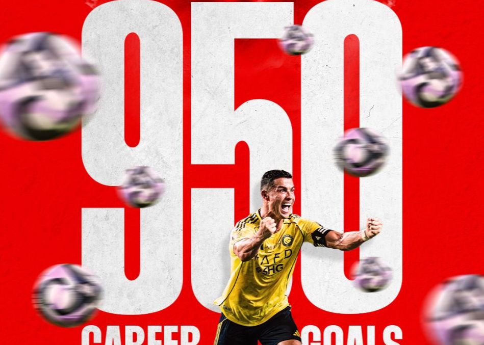 كريستيانو رونالدو يصل إلى الهدف رقم 950 في مسيرته، ولا يزال على بعد 50 هدفًا من حاجز الألف هدف